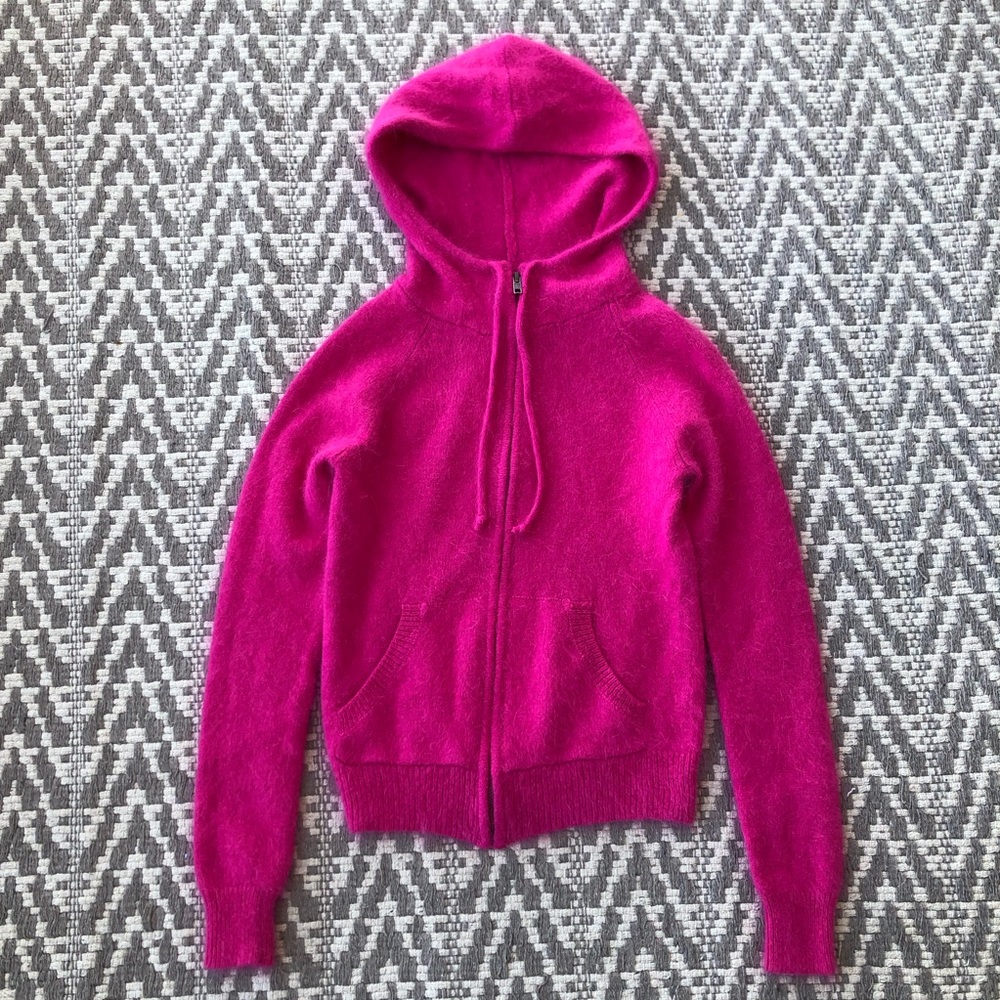 Moda International full zip hoodie size XS angora rabbit hair blend
